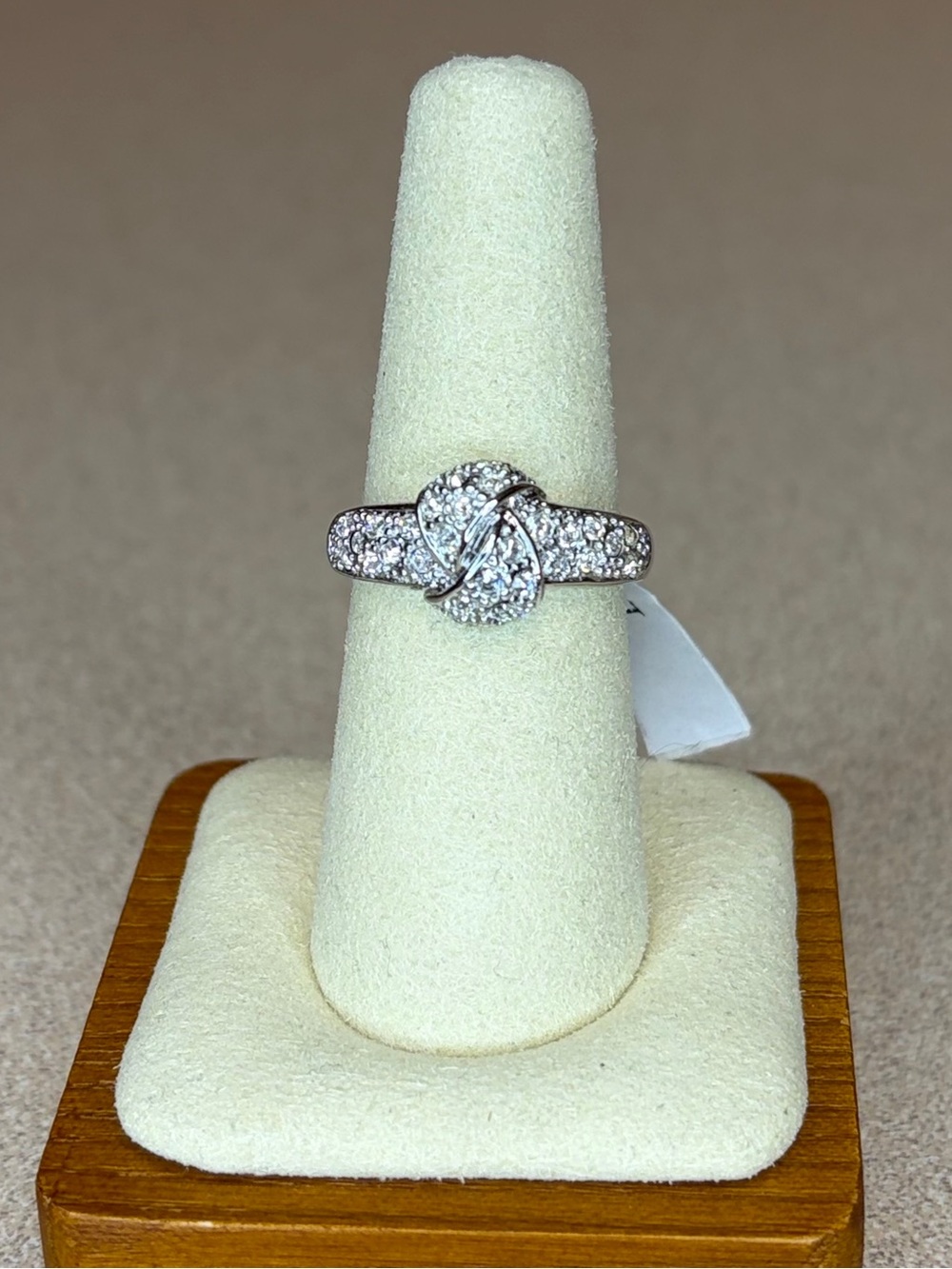Camille Lucie Silver CZ Pave Knot Ring